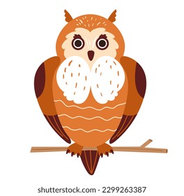 Eule einzeln auf weißem Hintergrund - Konzept. Vektorgrafik-Design-Illustration
