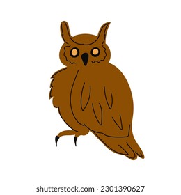 Owl isolated on a white background. Decorative element for Halloween. Vector illustration.