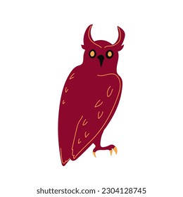 Owl isolated on a white background. Decorative element for Halloween. Vector illustration.