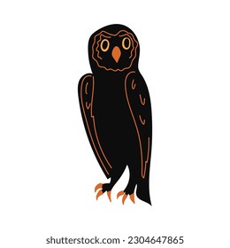 Owl isolated on a white background. Decorative element for Halloween. Vector illustration.