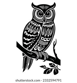 Owl, isolated on white background, vector illustration