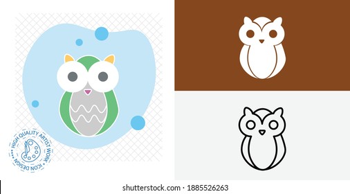 owl isolated vector icon. animal flat, solid and line design element