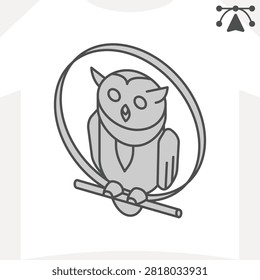 Owl isometric icon, forest bird concept. Vector graphics. Silent hunter, wildlife sign and editable stroke, outline style icon for mobile or web design