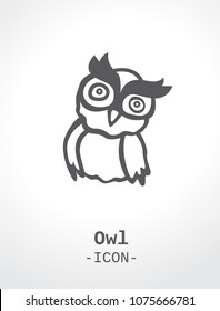 owl kid black white simple icon logo vector