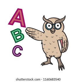 Owl kindergarten learning, school, drawing, cartoon