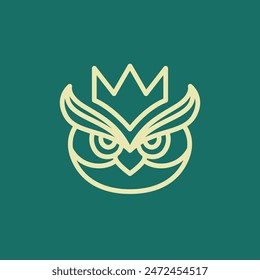 OWL King OWL Head Nocturnal Bird Line Logo Design Vektorgrafik