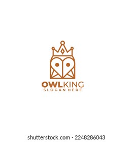 owl king line art logo design template