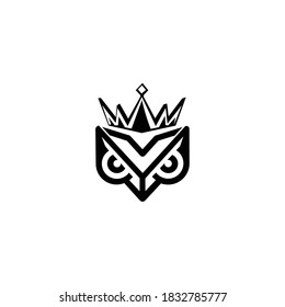 Owl king logo icon design template.