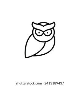 Icono de línea de conocimiento de búho aislado en fondo blanco