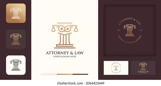 owl law pole logo design use line concept and business card