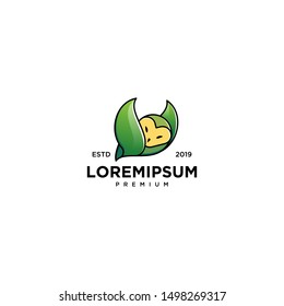 Owl Leaf Emblem Label logo design vector