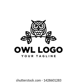 OWL WITH LEAF LOGO DESIGN