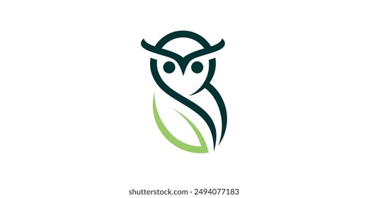 owl and leaf logo design, wild, flying, predator, symbol logo design, icon, vector, creative, idea.