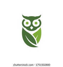 owl leaf logo vector icon