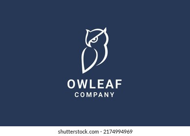 Owl with leaf wing logo design vector illustration.