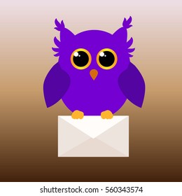 owl with a letter, merry bird