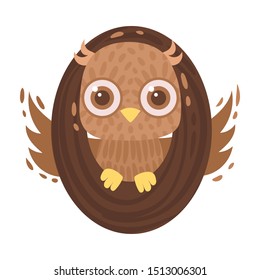 Owl and letter O. Vector illustration on a white background.