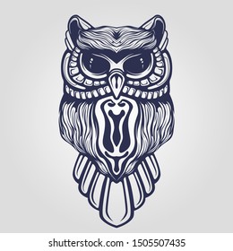 owl line art decorative tattoo