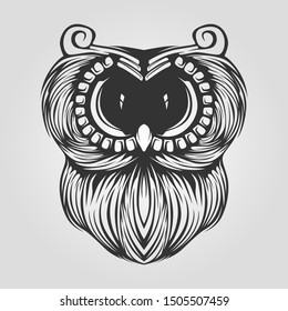 owl line art decorative tattoo