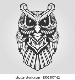 owl line art decorative tattoo