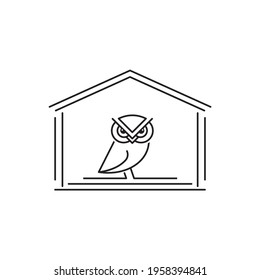 owl line art logo, vector design template