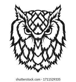 Owl line art mascot logo