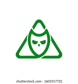 owl line art  and a triangle, simple