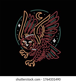owl line art vector design