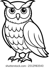 Owl line art vector illustration minimalist wild icon