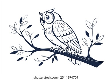 Owl Line Art Vector Illustration