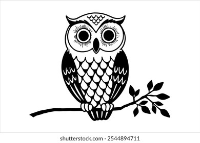 Owl Line Art Vector Illustration