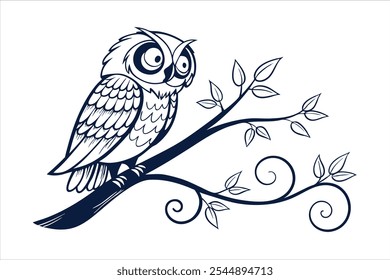 Owl Line Art Vector Illustration