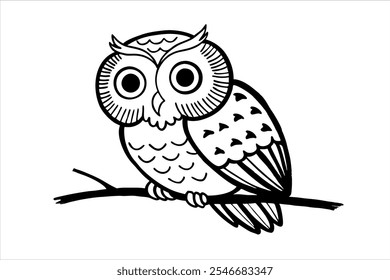 Owl Line Art Vector Illustration