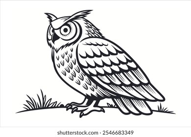 Owl Line Art Vector Illustration