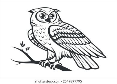 Owl Line Art Vector Illustration