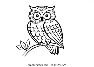 Owl Line Art Vector Illustration