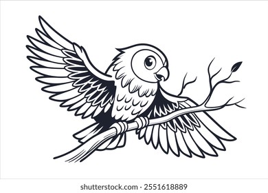 Owl Line Art Vector Illustration