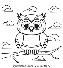 An owl line art vector illustration