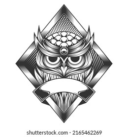 Owl line art Vintage vector illustration