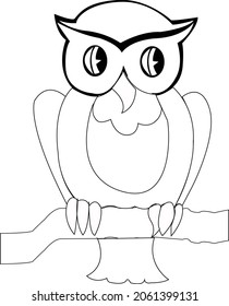 owl line colouring cartoon vector