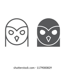 Owl line and glyph icon, animal and wild, halloween sign, vector graphics, a linear pattern on a white background, eps 10.