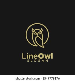 owl line gold logo icon design vector illustration