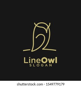 owl line gold logo icon design vector illustration