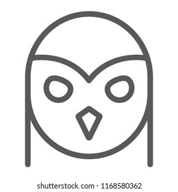 Owl line icon, animal and wild, halloween sign, vector graphics, a linear pattern on a white background, eps 10.