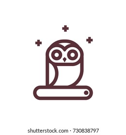 Owl line icon. Cartoon style, flat vector illustration for design.