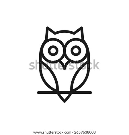 Owl - line icon with editable stroke. Simple outline symbol of knowledge. Isolated on white background. Vector illustration