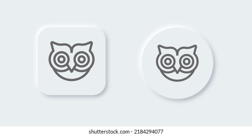 Owl line icon in neomorphic design style. Bird signs vector illustration.