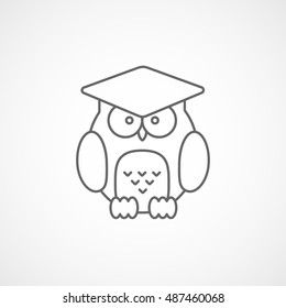 Owl  Line Icon On White Background