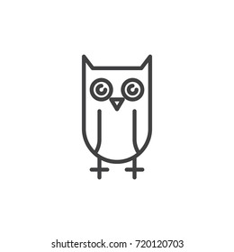 Owl line icon, outline vector sign, linear style pictogram isolated on white. Education symbol, logo illustration. Editable stroke