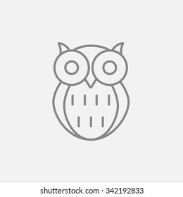 Owl line icon for web, mobile and infographics. Vector dark grey icon isolated on light grey background.